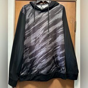Men’s Sleefs Hooded Sweatshirt Black Gray Stripe Athletic (602)
